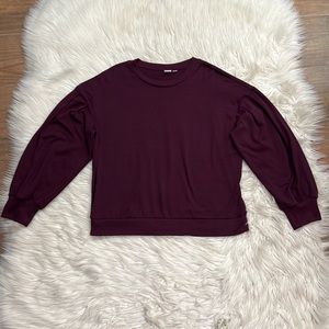 GAP Women's Long Sleeve Soft Knit Top Secret Plum Billowing Sleeves Size L